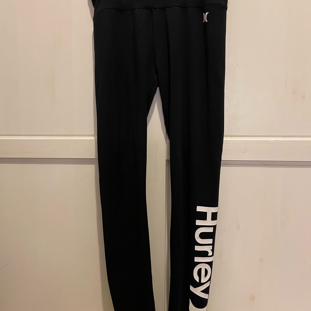 Hurley Black Leggings with White Logo